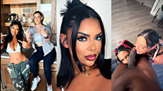 Aliza Jane y Nikole compartiendo una gran polla negra en un trío