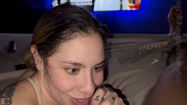 Blahgigi sucking a bbc while talking to her boyfriend on the phone