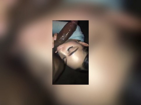 Ebony sucking a super cock that doesn’t fit in her mouth