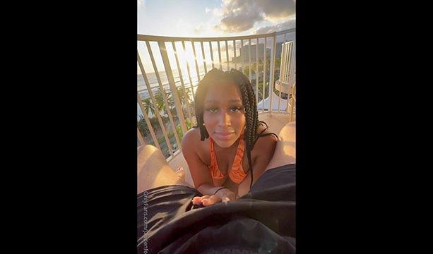 Jaaden devouring a BBC outdoors