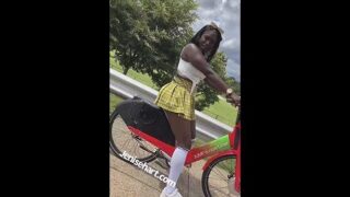 Jenise Hart on a motorcycle & outdoor facial