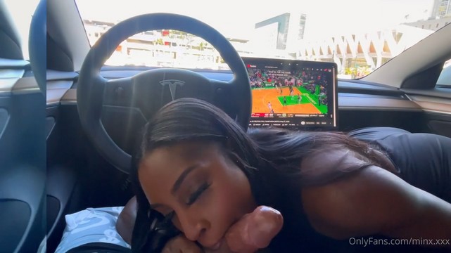 Minx Sucking a Huge Cock in a Tesla