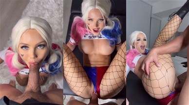ScarlettKissesXO dressed as Harley Quinn fucking hardcore