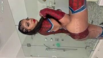 Spiderwoman showing everything while twerking