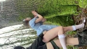 Submissive Belle Delphine is fucked hard in the woods