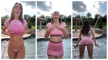 Christina Khalil Leaked Pink Wet Shirt In Pool Video