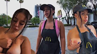 Girl quits her fast food job for a cock