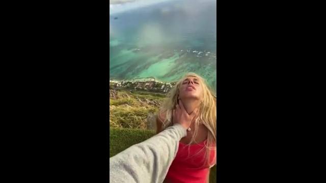 blonde hiker fucker outside