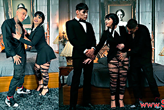 Videos de Merlina Addams en un ardiente trio con dos chicos para ella sola en xpaja