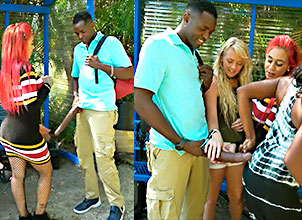 Videos de Tres putas acariciando en la calle un gran guebo largo en xpaja